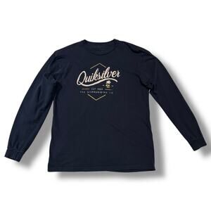 Vintage Y2K Quiksilver Skater Surf Long Sleeve Graphic T Shirt Blue Large